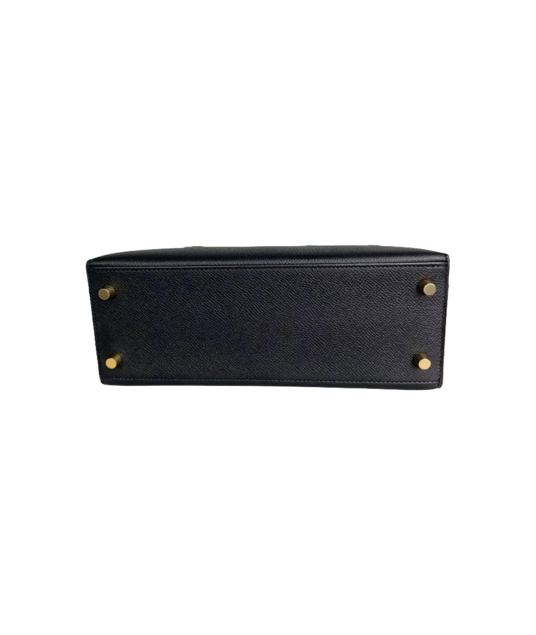 HERMES Черная кожаная сумка с короткими ручками, фото 5