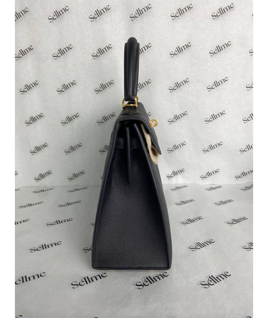 HERMES Черная кожаная сумка с короткими ручками, фото 2