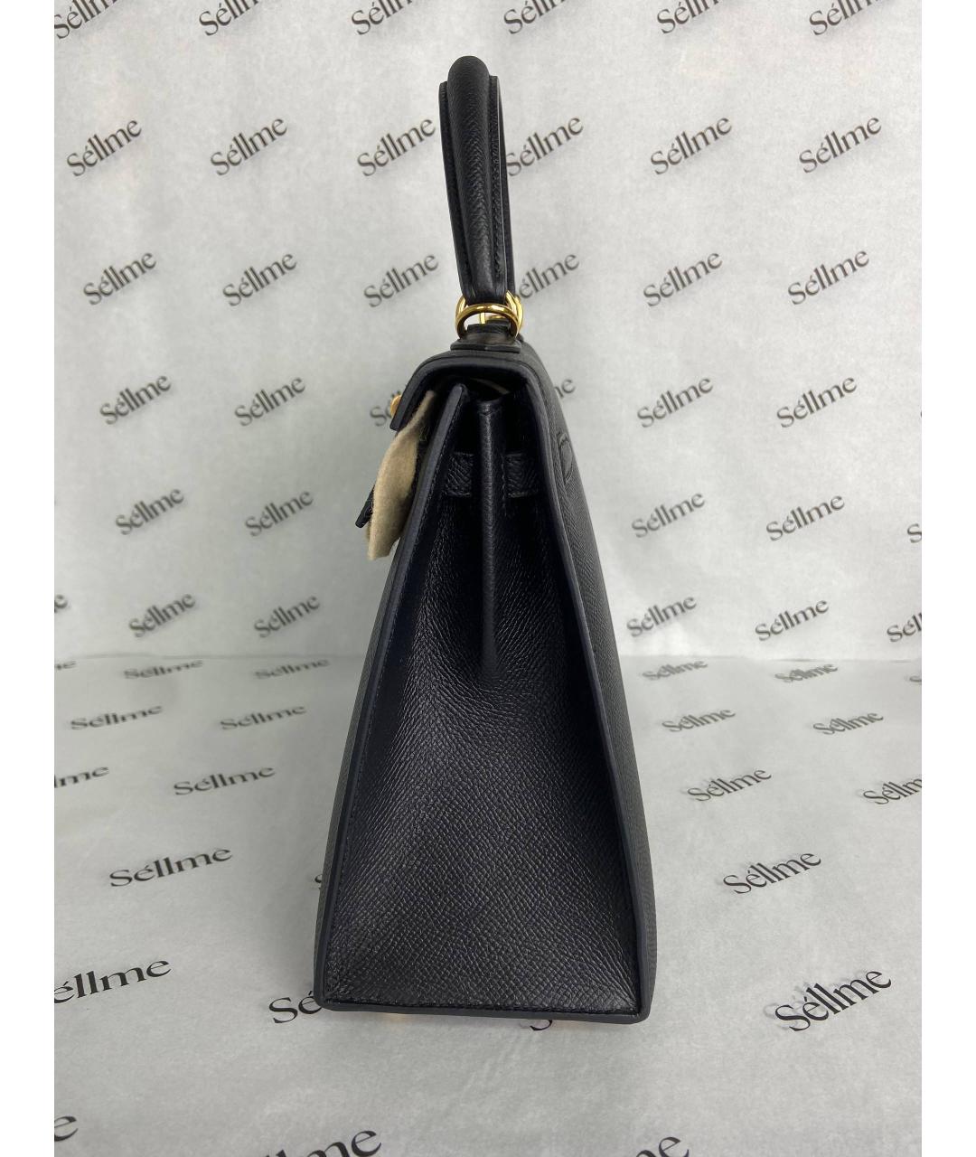 HERMES Черная кожаная сумка с короткими ручками, фото 3