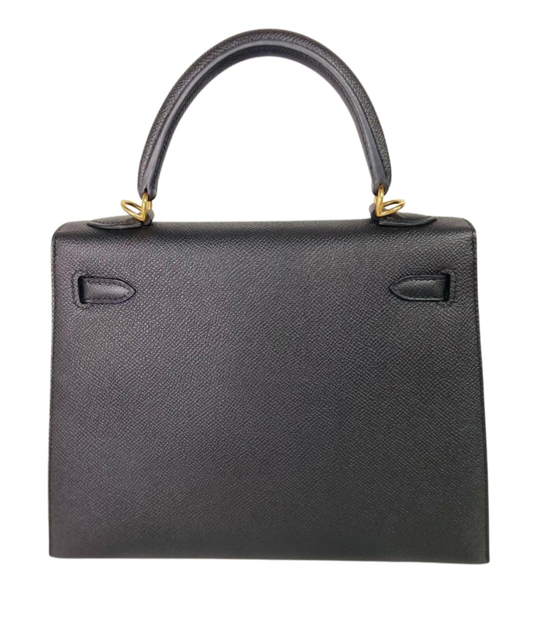 HERMES Черная кожаная сумка с короткими ручками, фото 1
