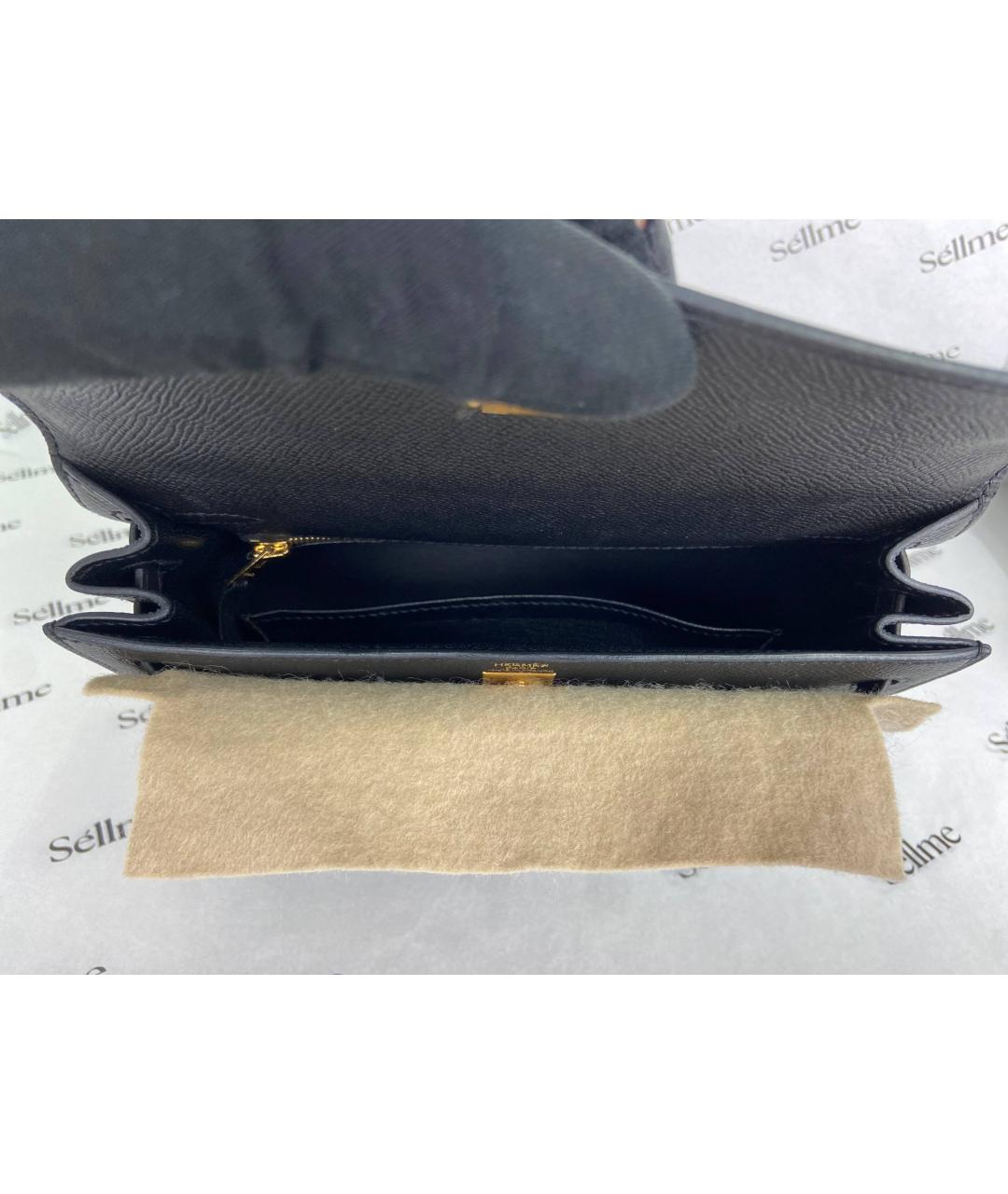 HERMES Черная кожаная сумка с короткими ручками, фото 7