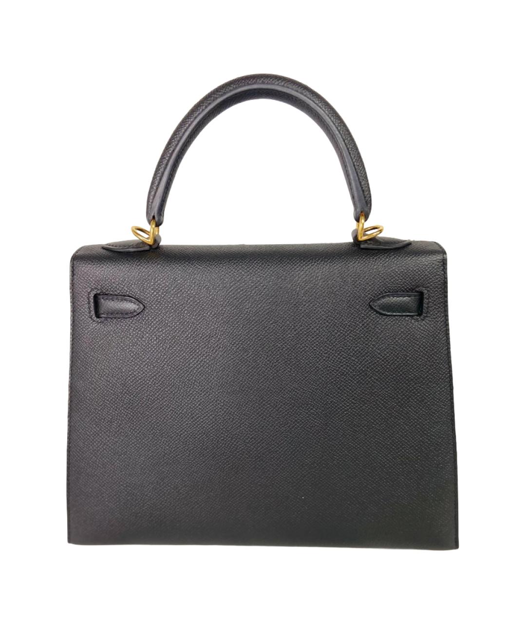 HERMES Черная кожаная сумка с короткими ручками, фото 2