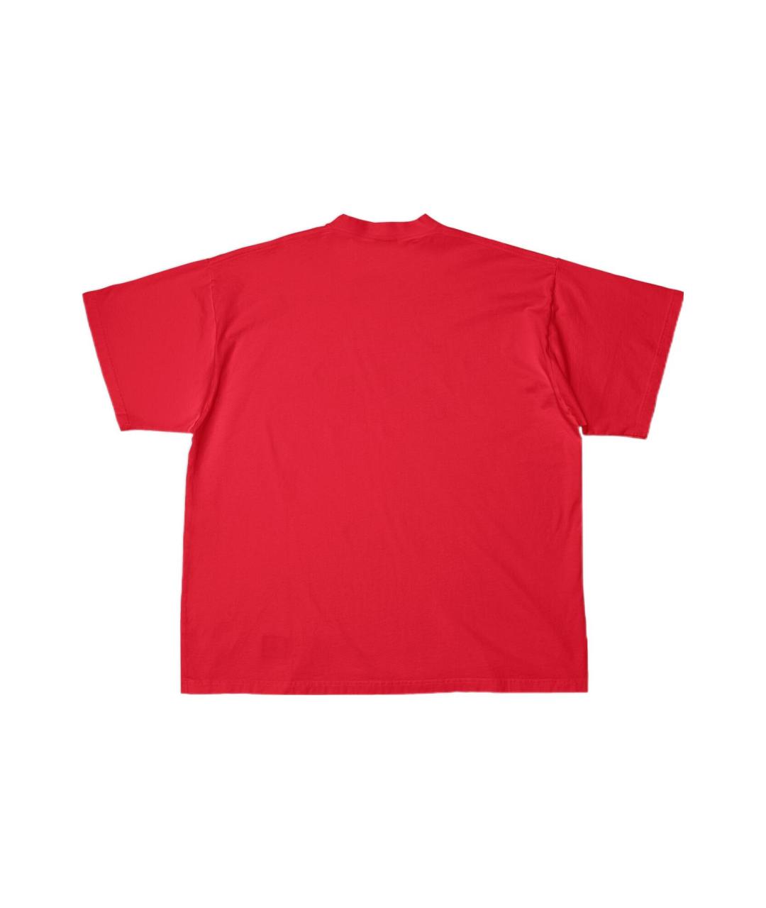 BALENCIAGA Красная хлопковая футболка, фото 2