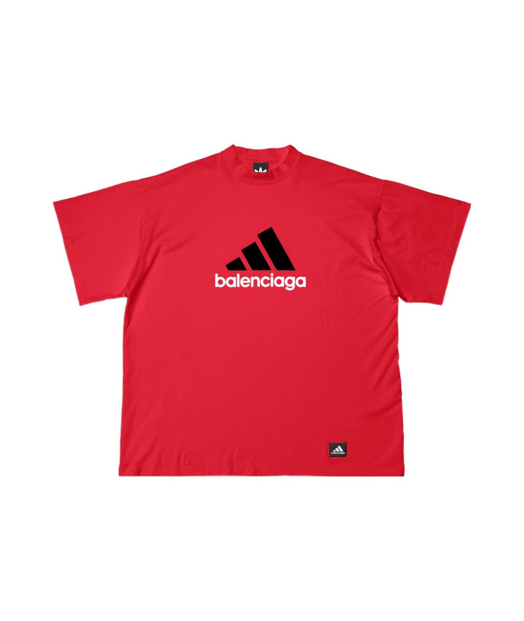 BALENCIAGA Красная хлопковая футболка, фото 1