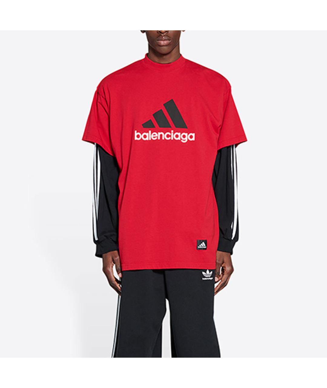 BALENCIAGA Красная хлопковая футболка, фото 3