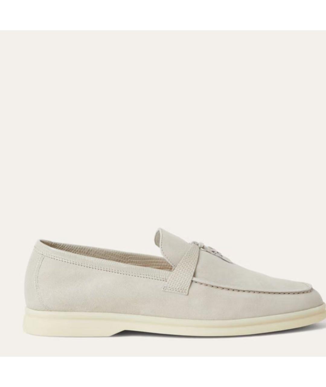 LORO PIANA Бежевые замшевые лоферы, фото 6