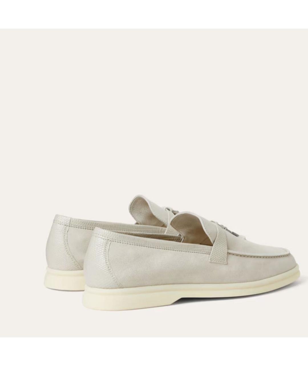 LORO PIANA Бежевые замшевые лоферы, фото 2