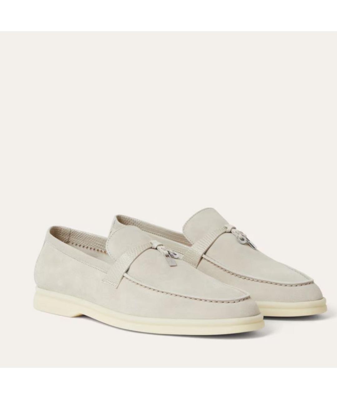 LORO PIANA Бежевые замшевые лоферы, фото 4