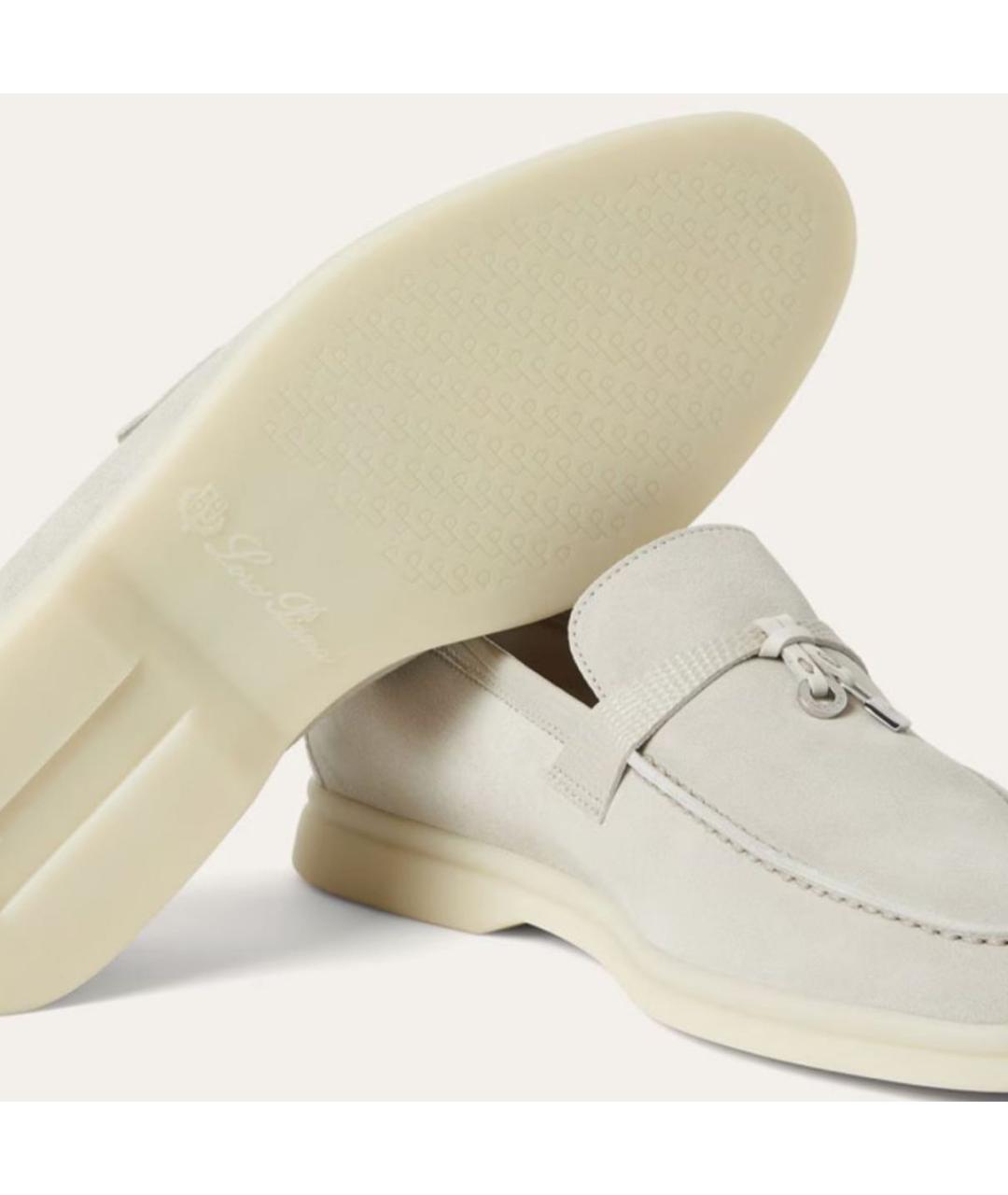 LORO PIANA Бежевые замшевые лоферы, фото 5