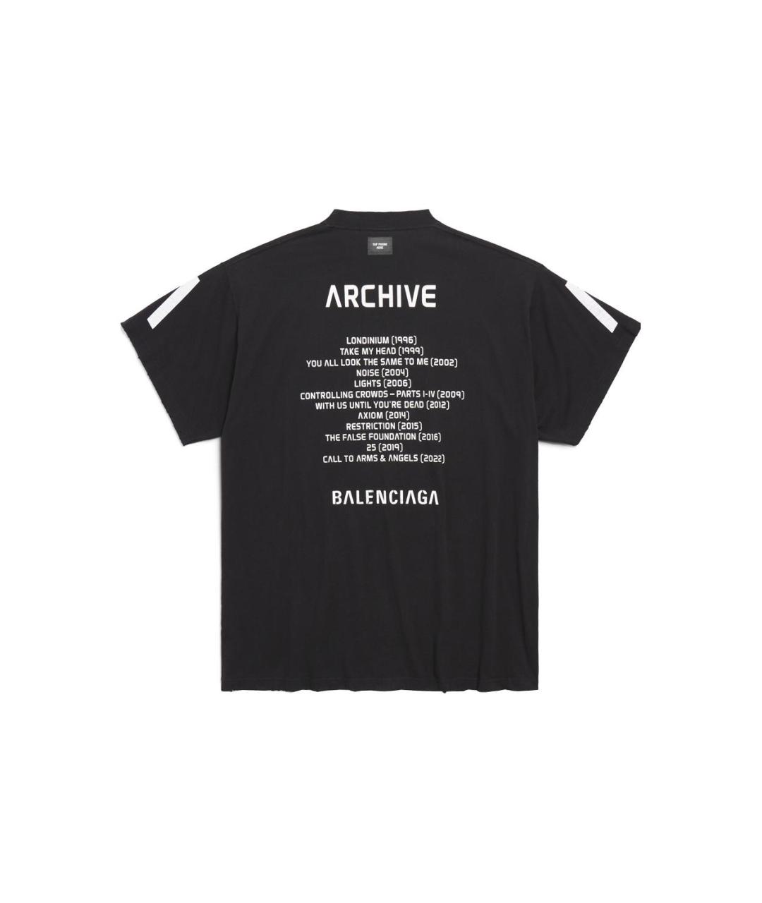 BALENCIAGA Черная хлопковая футболка, фото 2