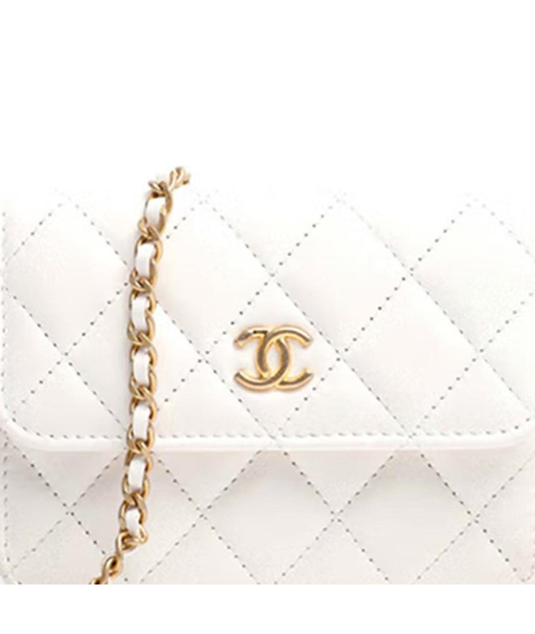 CHANEL Белая кожаная сумка через плечо, фото 6