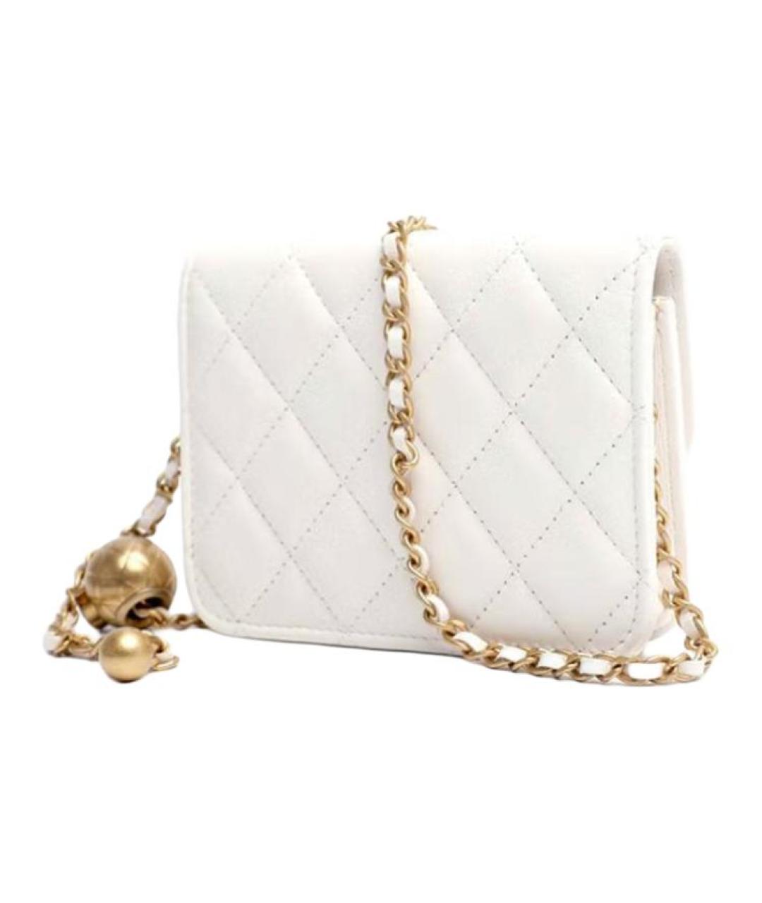 CHANEL Белая кожаная сумка через плечо, фото 4