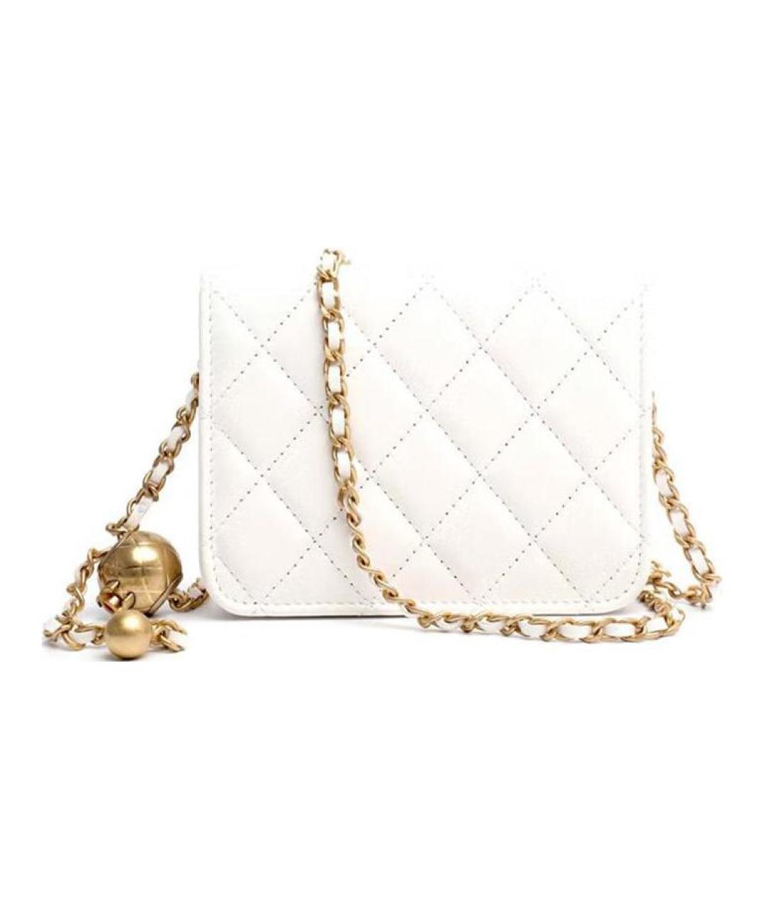 CHANEL Белая кожаная сумка через плечо, фото 5