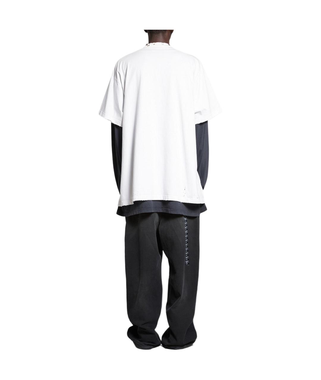 BALENCIAGA Белая хлопковая футболка, фото 4