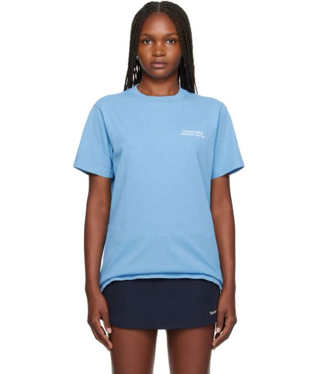 SPORTY AND RICH Голубая хлопковая футболка, фото 7