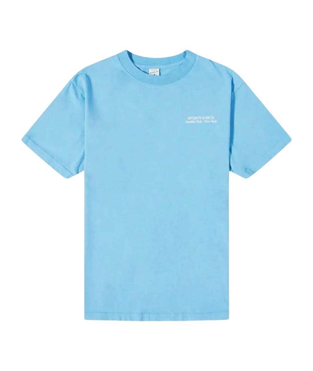 SPORTY AND RICH Голубая хлопковая футболка, фото 1