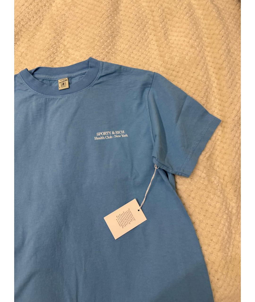 SPORTY AND RICH Голубая хлопковая футболка, фото 6