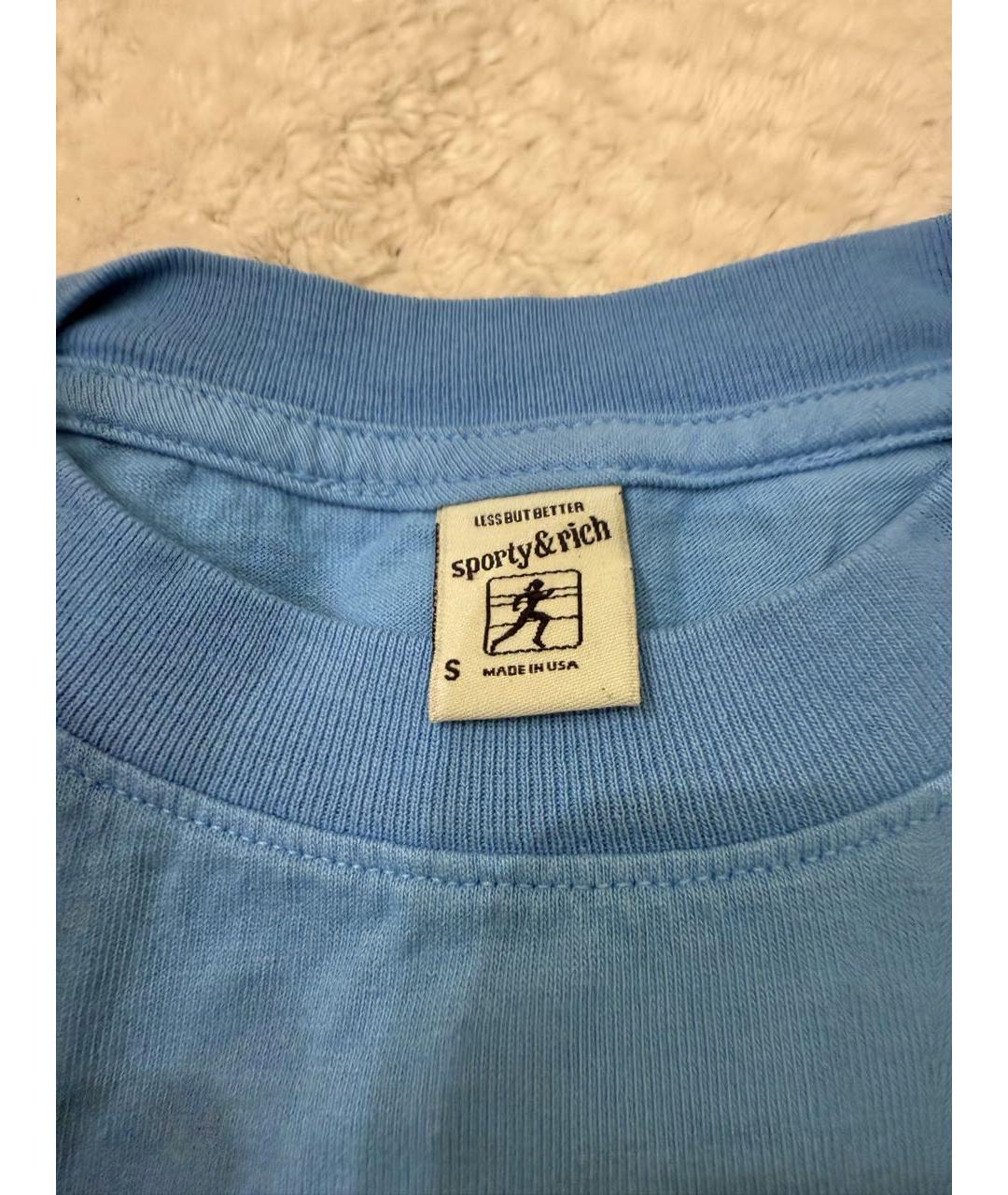 SPORTY AND RICH Голубая хлопковая футболка, фото 4