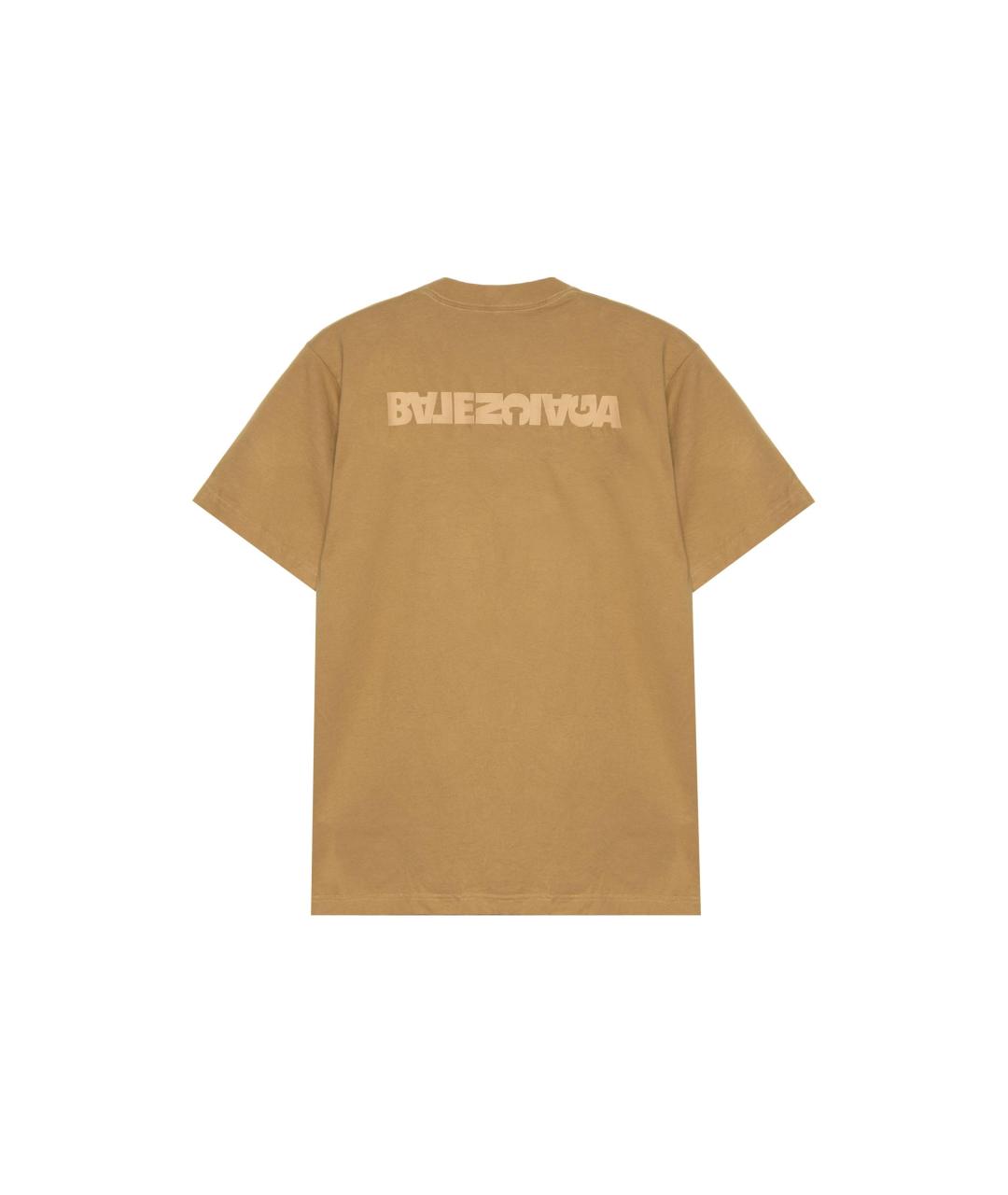 BALENCIAGA Коричневая хлопковая футболка, фото 2