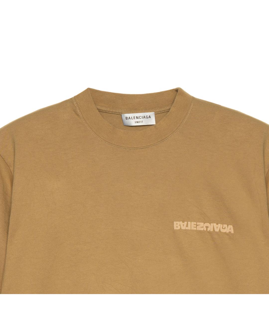 BALENCIAGA Коричневая хлопковая футболка, фото 6