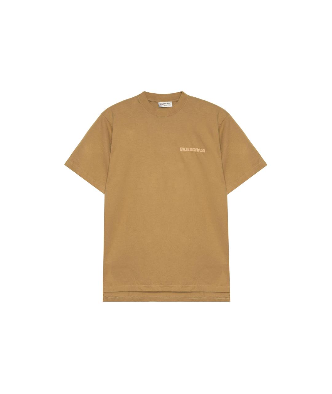 BALENCIAGA Коричневая хлопковая футболка, фото 1