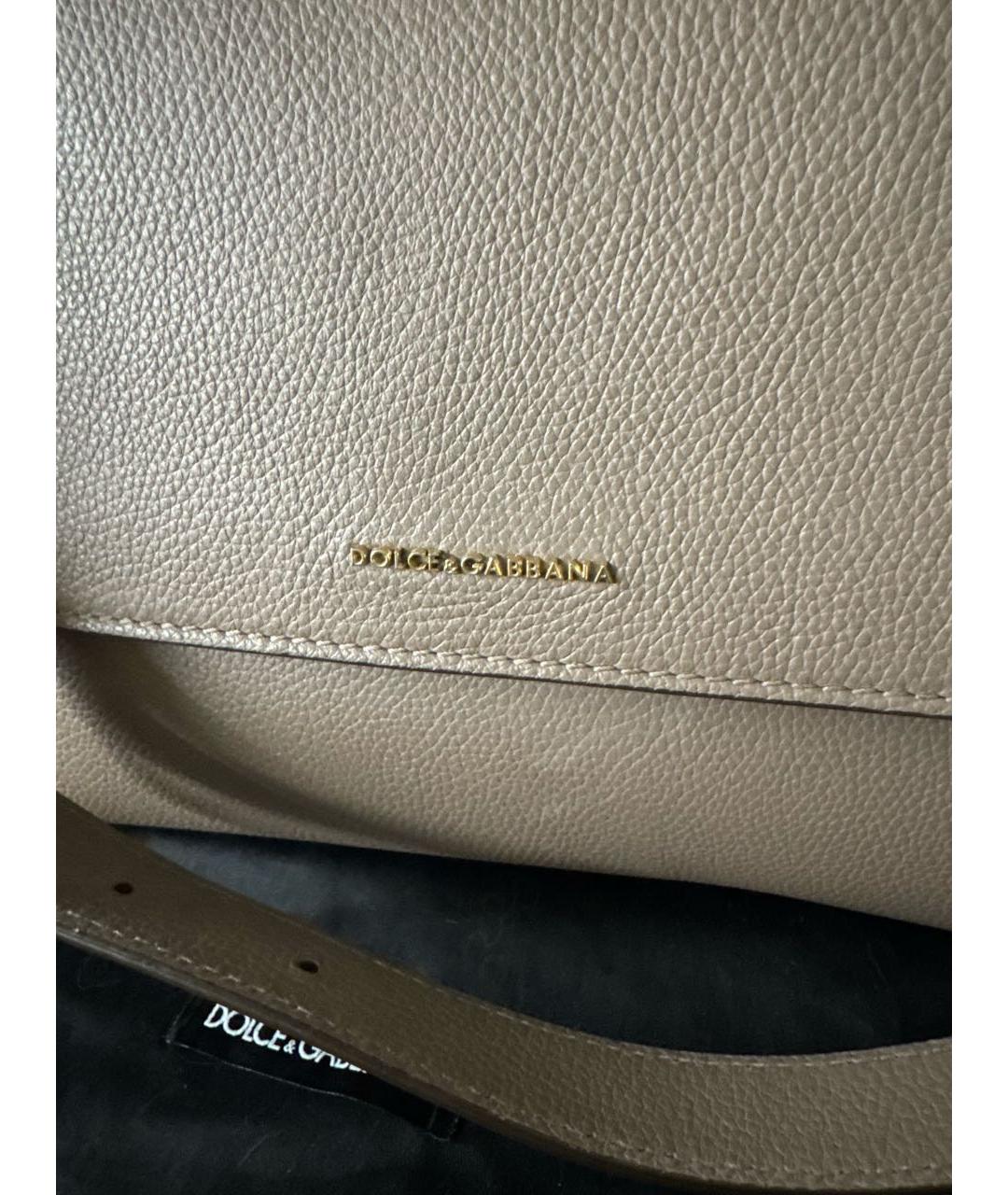 DOLCE&GABBANA Бежевая кожаная сумка с короткими ручками, фото 5