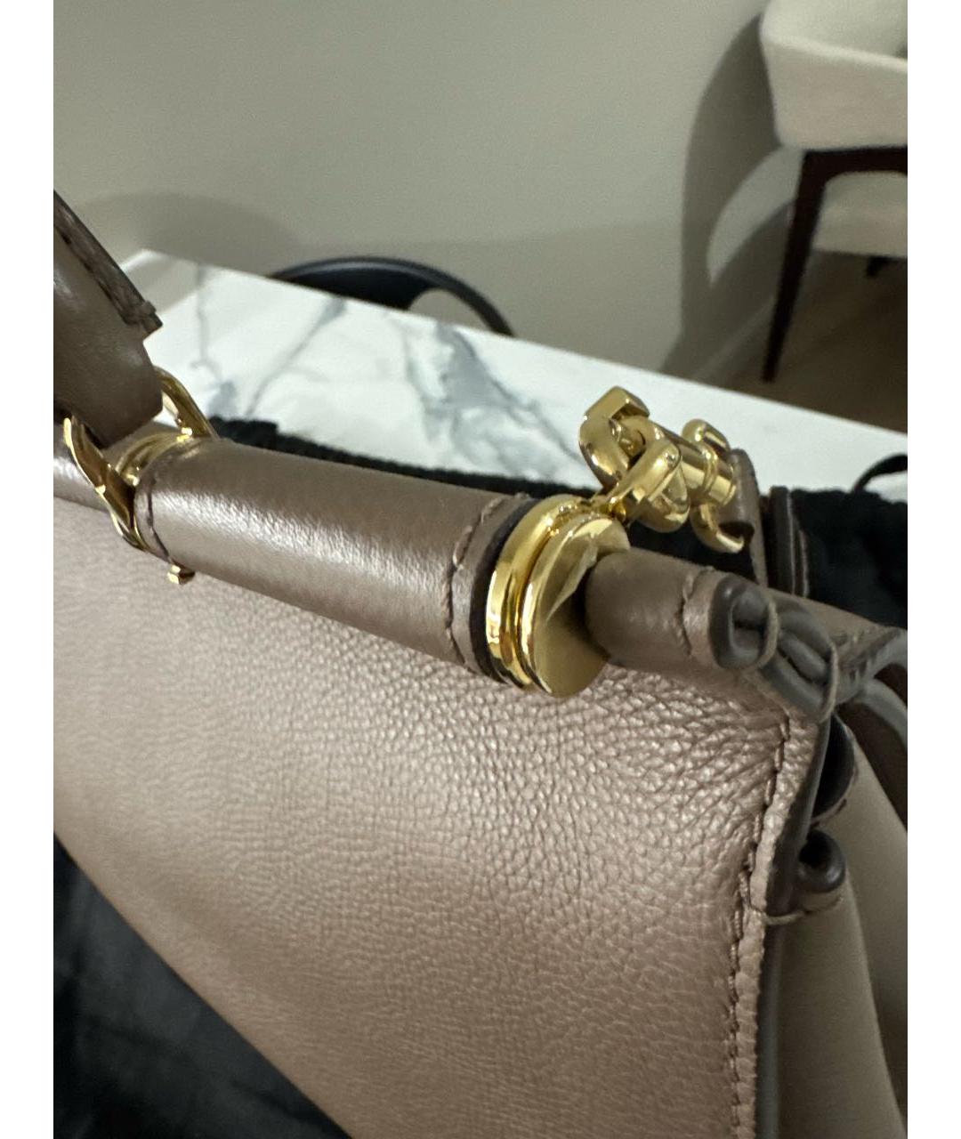 DOLCE&GABBANA Бежевая кожаная сумка с короткими ручками, фото 7
