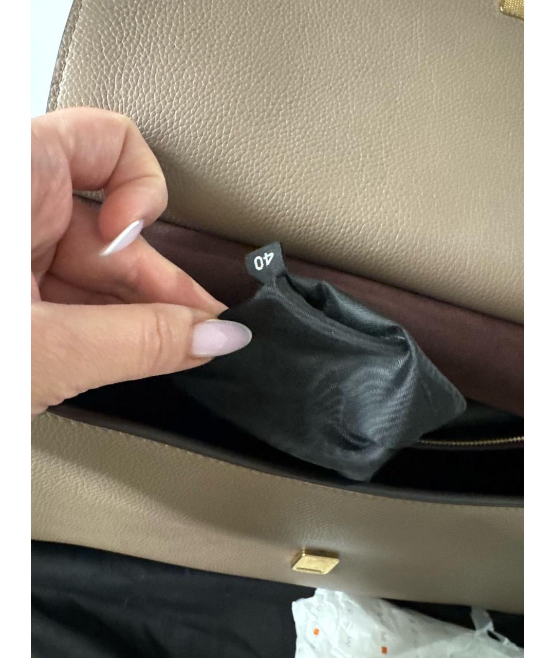 DOLCE&GABBANA Бежевая кожаная сумка с короткими ручками, фото 8