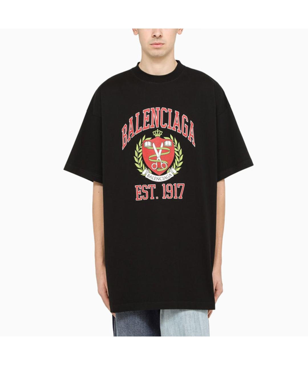 BALENCIAGA Черная хлопковая футболка, фото 3