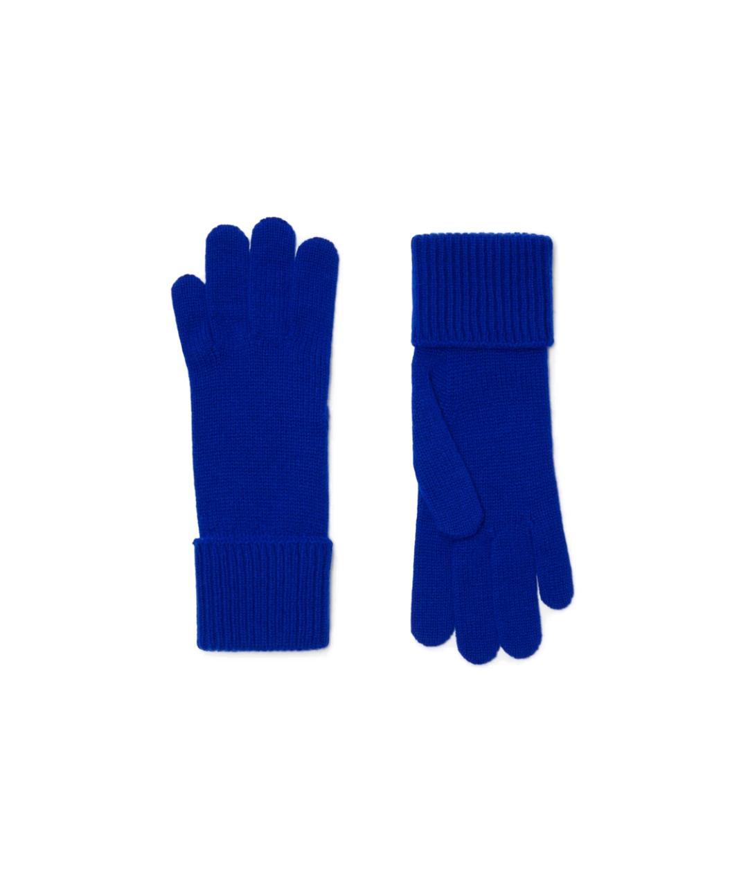 BURBERRY Синие шерстяные перчатки, фото 2