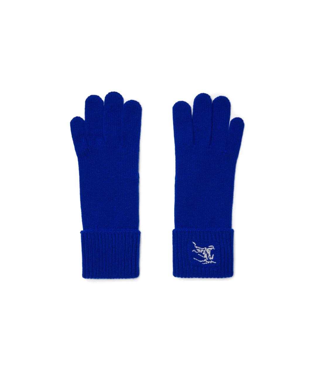 BURBERRY Синие шерстяные перчатки, фото 1