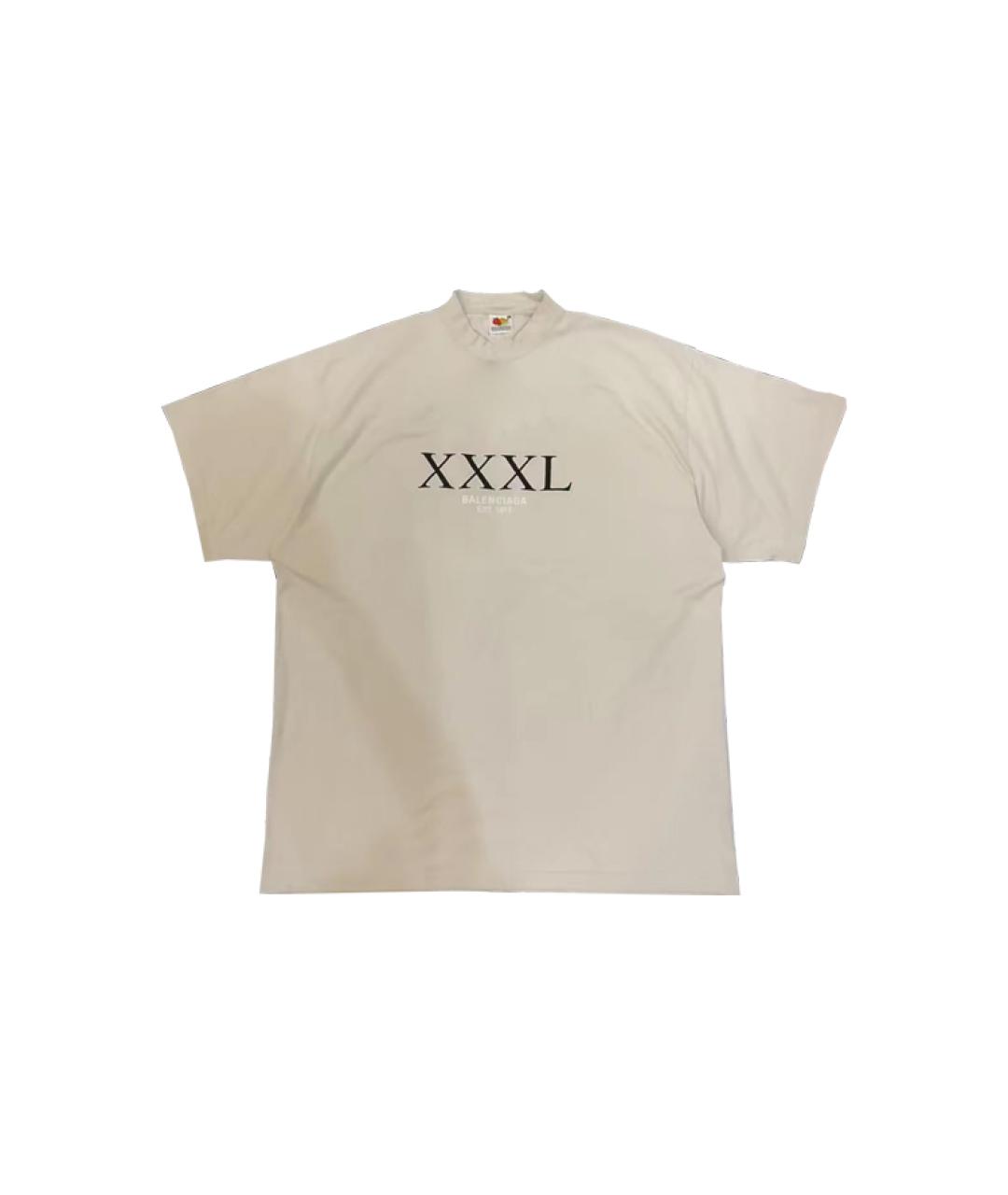 BALENCIAGA Бежевая хлопковая футболка, фото 1