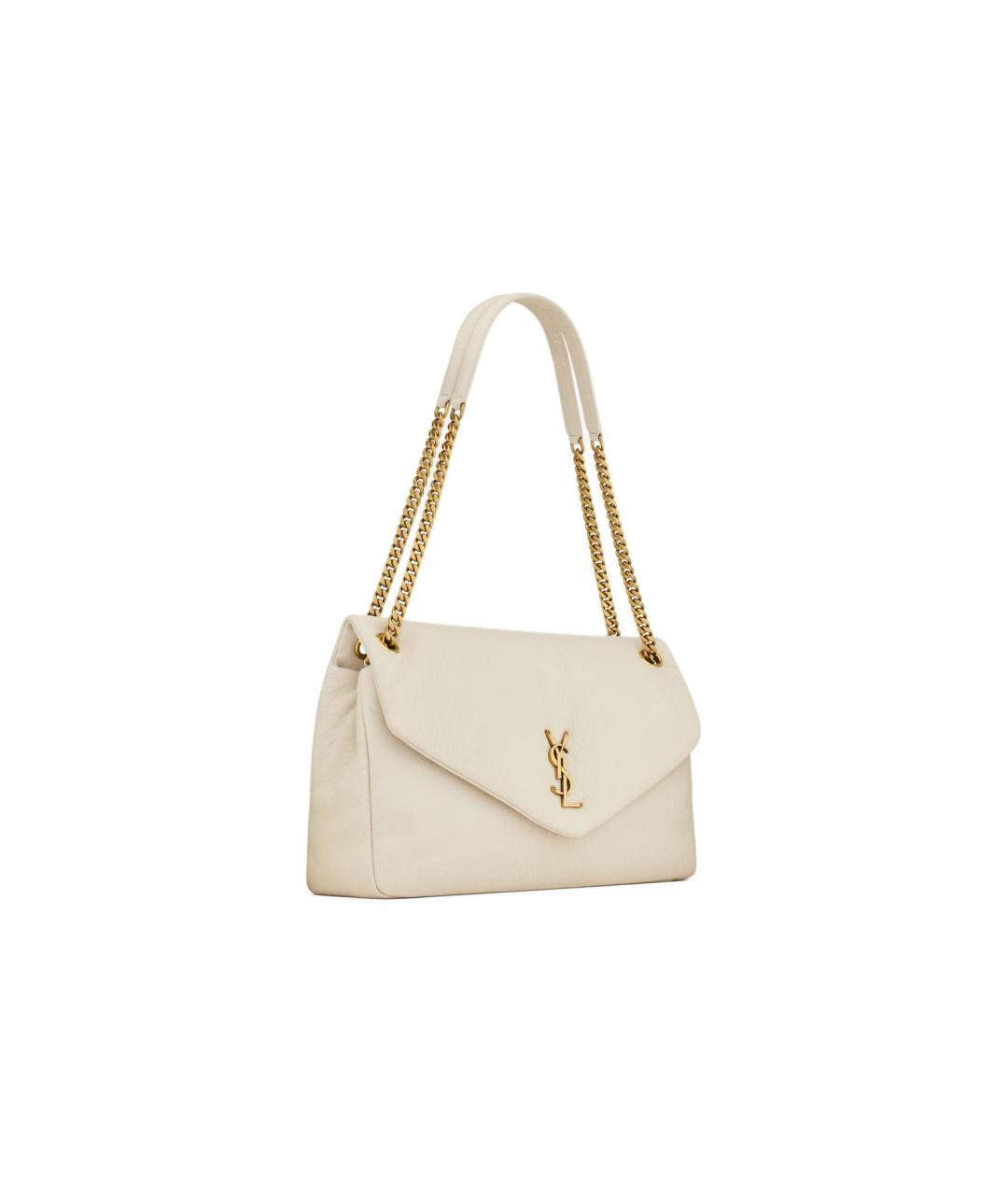 SAINT LAURENT Бежевая кожаная сумка через плечо, фото 2