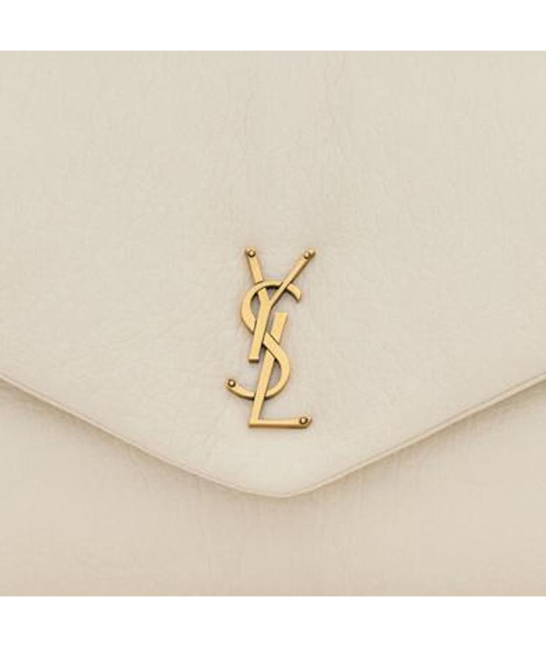 SAINT LAURENT Бежевая кожаная сумка через плечо, фото 7