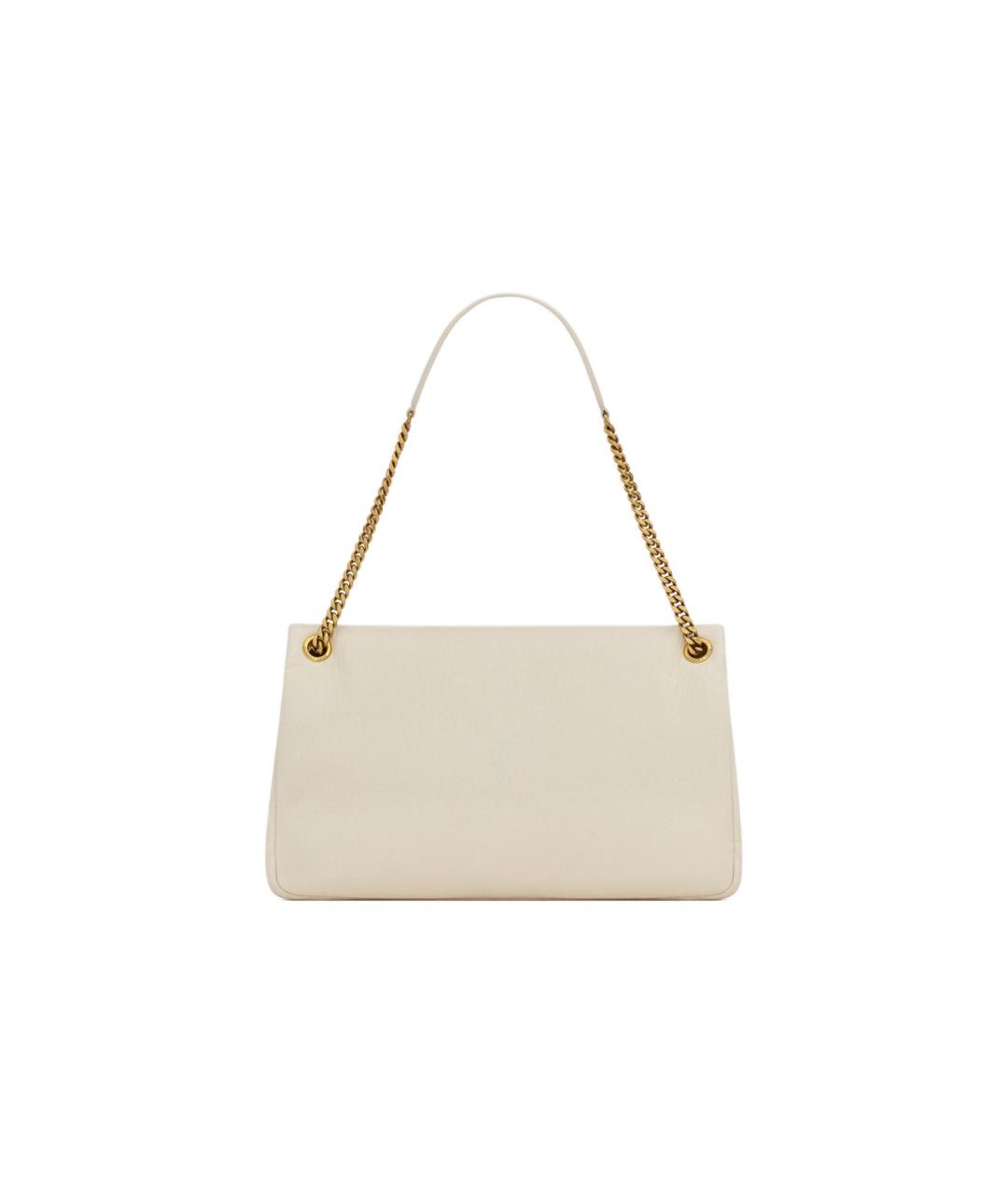 SAINT LAURENT Бежевая кожаная сумка через плечо, фото 4