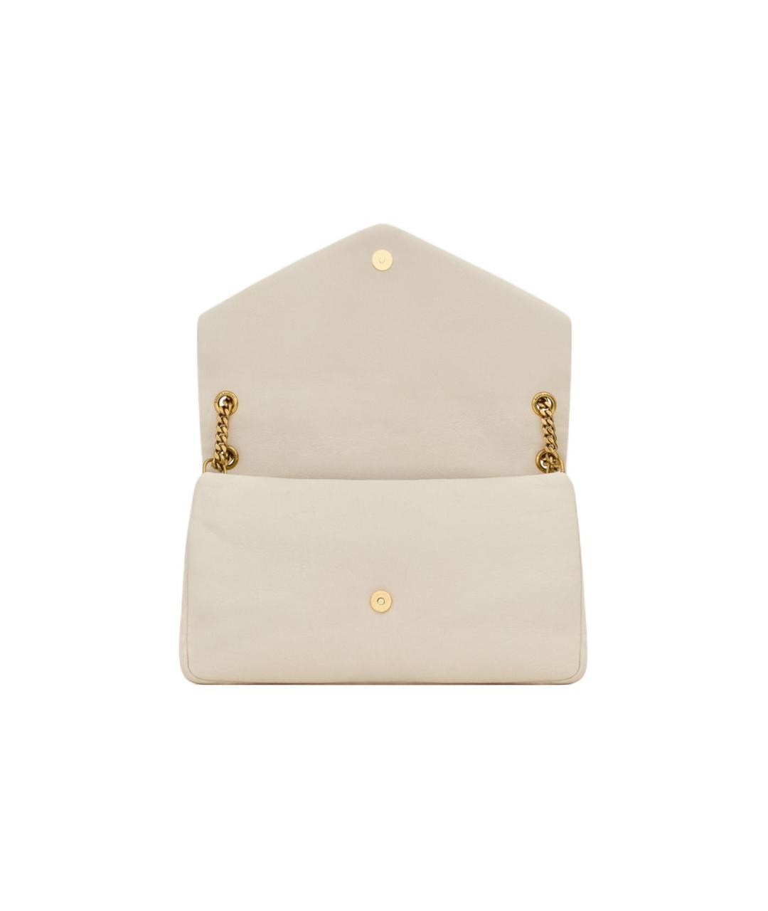 SAINT LAURENT Бежевая кожаная сумка через плечо, фото 6