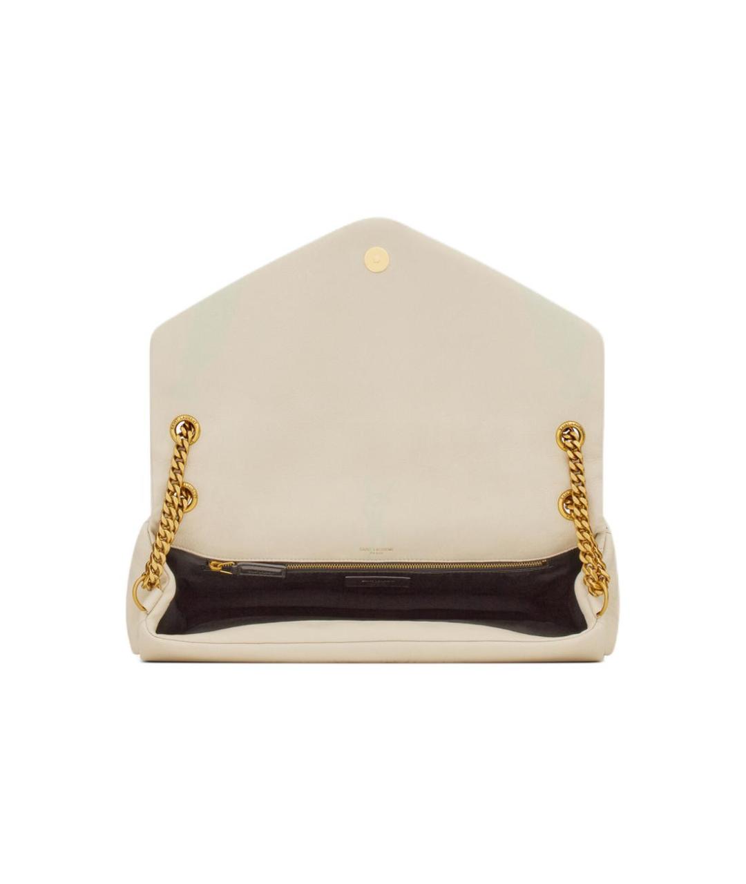 SAINT LAURENT Бежевая кожаная сумка через плечо, фото 5