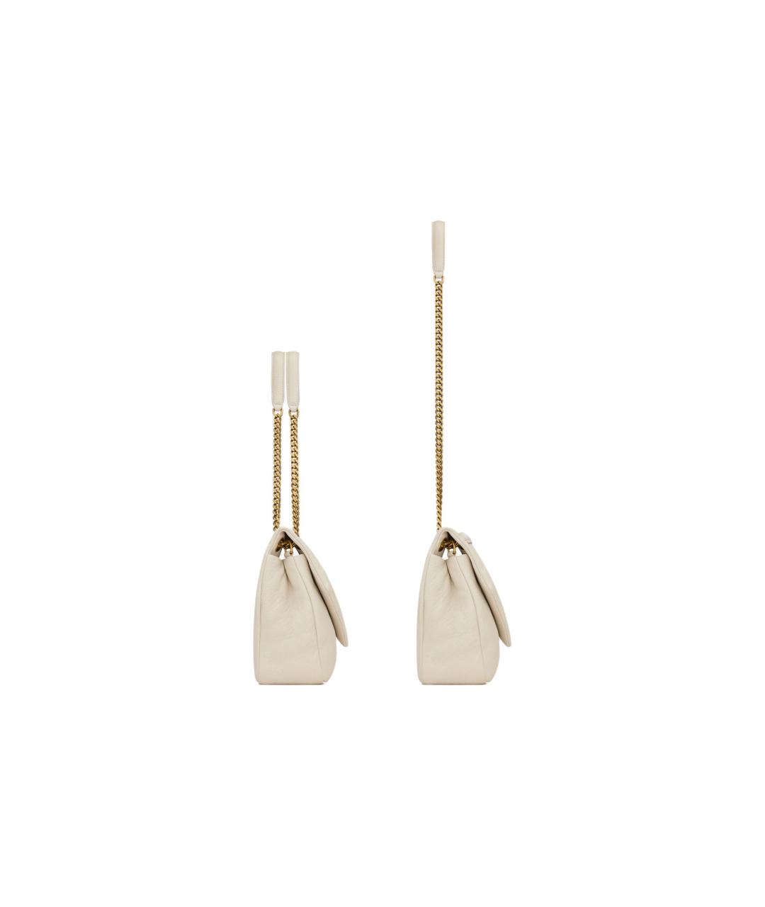 SAINT LAURENT Бежевая кожаная сумка через плечо, фото 3