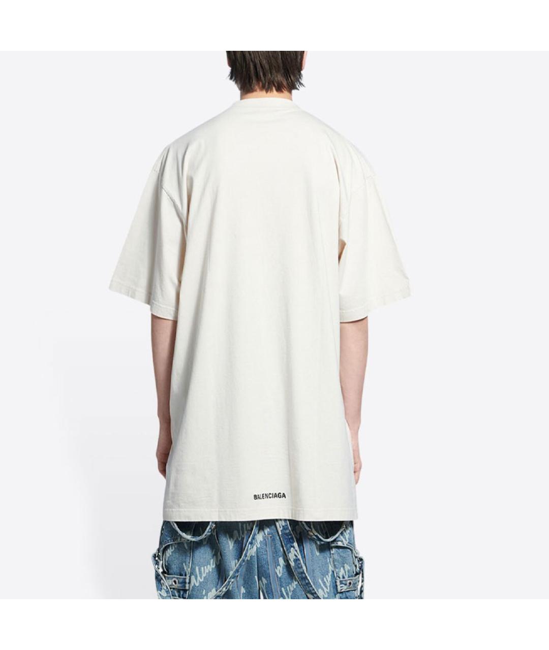 BALENCIAGA Белая хлопковая футболка, фото 4