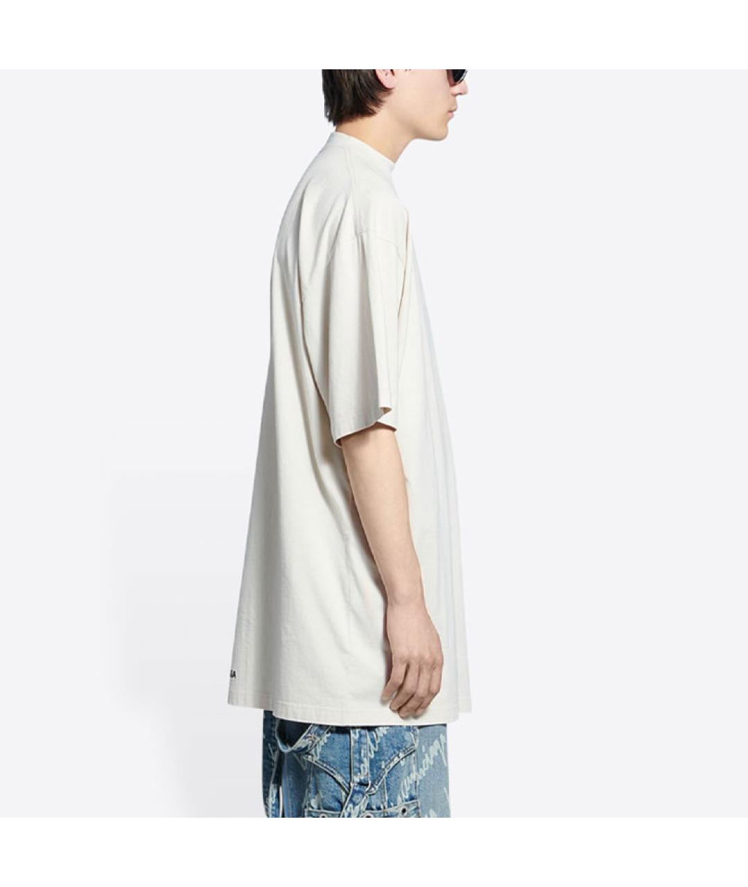 BALENCIAGA Белая хлопковая футболка, фото 5