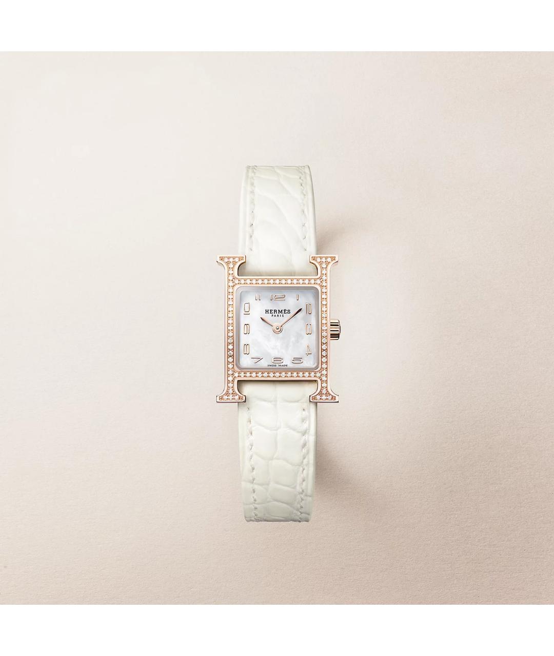 HERMES Белые часы из розового золота, фото 3