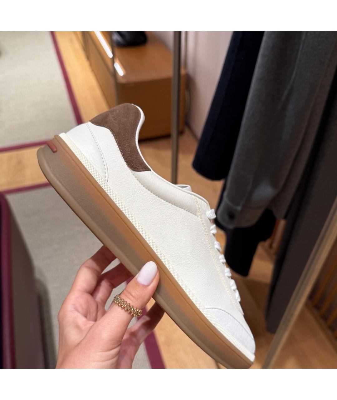 LORO PIANA Белые кожаные кеды, фото 8