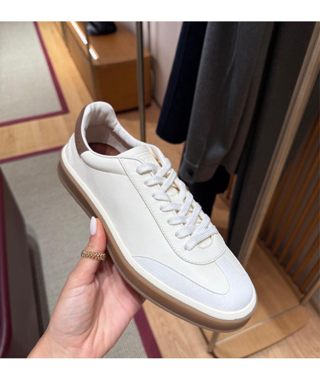 LORO PIANA Белые кожаные кеды, фото 6