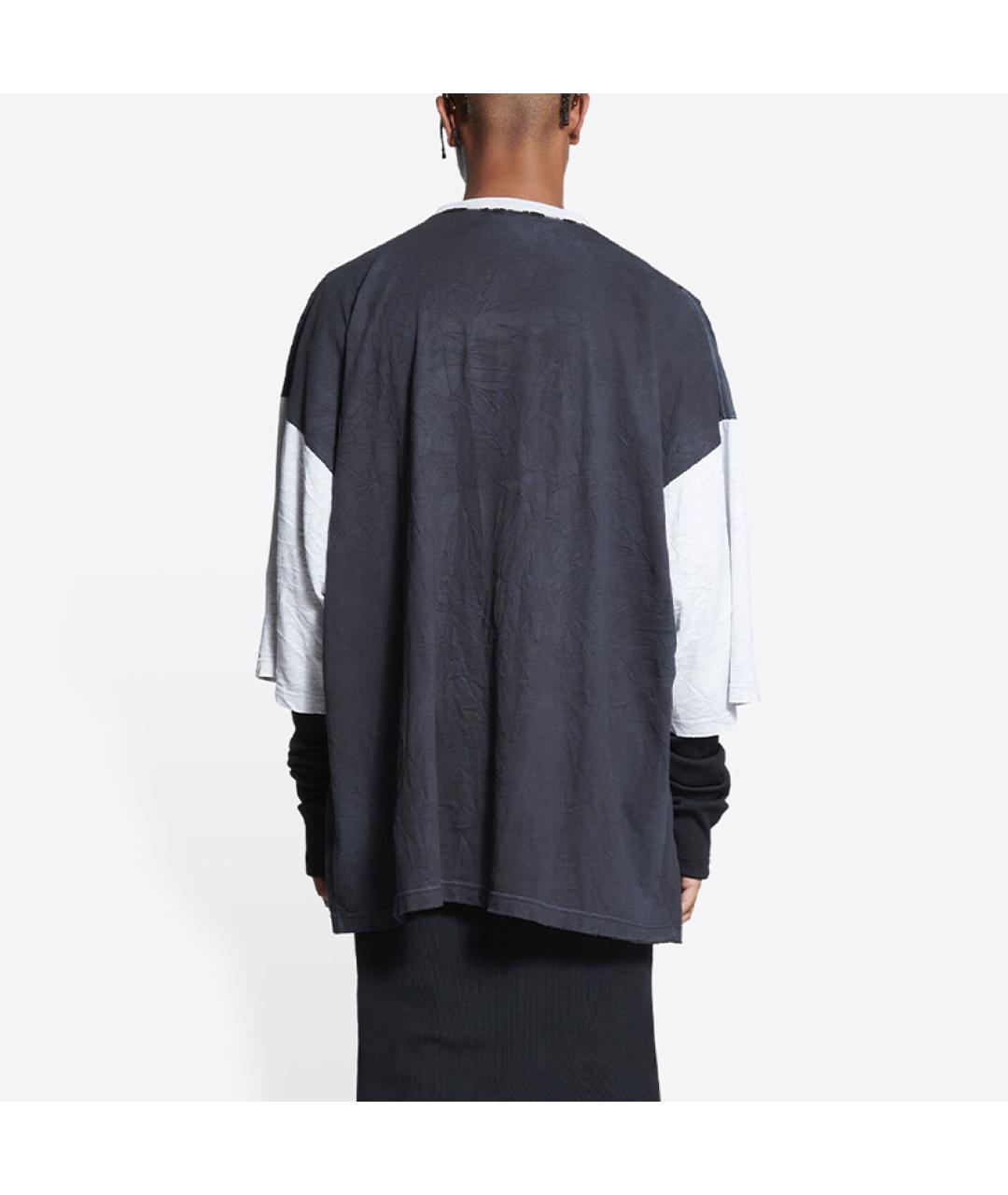 BALENCIAGA Антрацитовая хлопковая футболка, фото 4