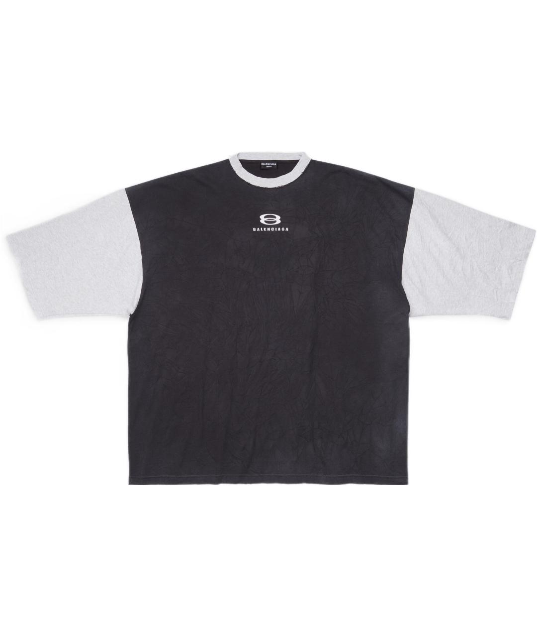 BALENCIAGA Антрацитовая хлопковая футболка, фото 1