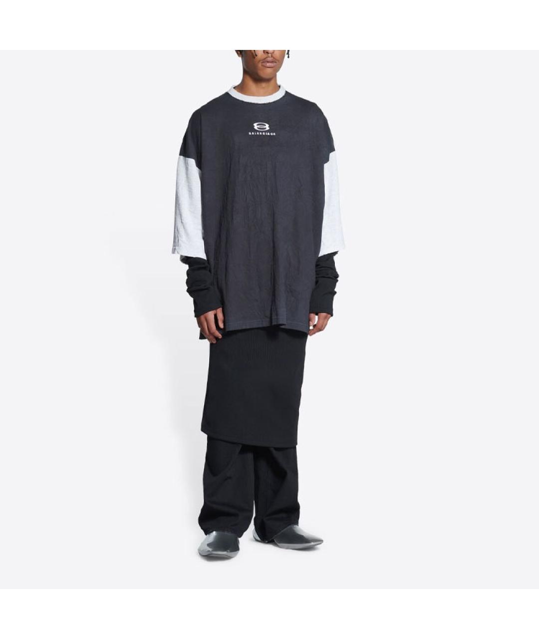 BALENCIAGA Антрацитовая хлопковая футболка, фото 5