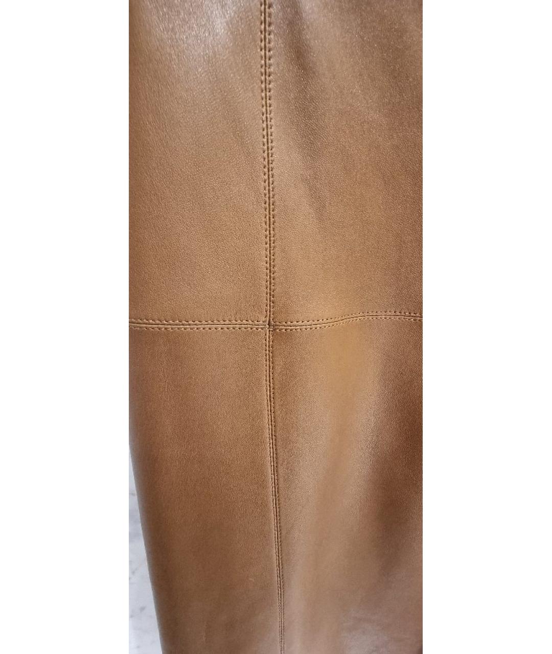 SAINT LAURENT Коричневая кожаная юбка миди, фото 9