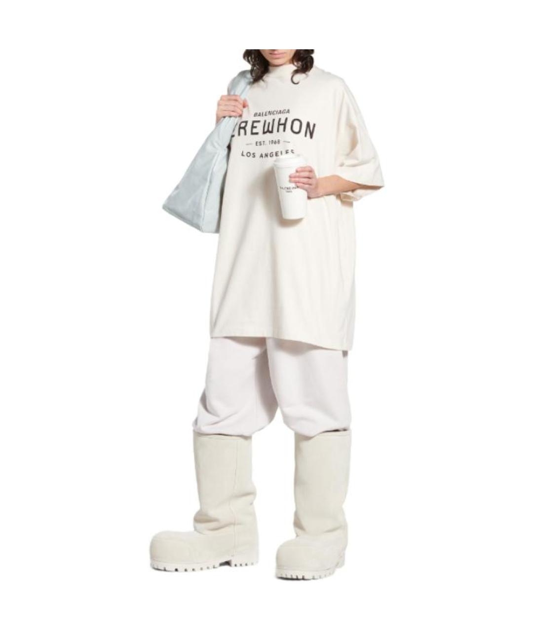 BALENCIAGA Белая хлопковая футболка, фото 3