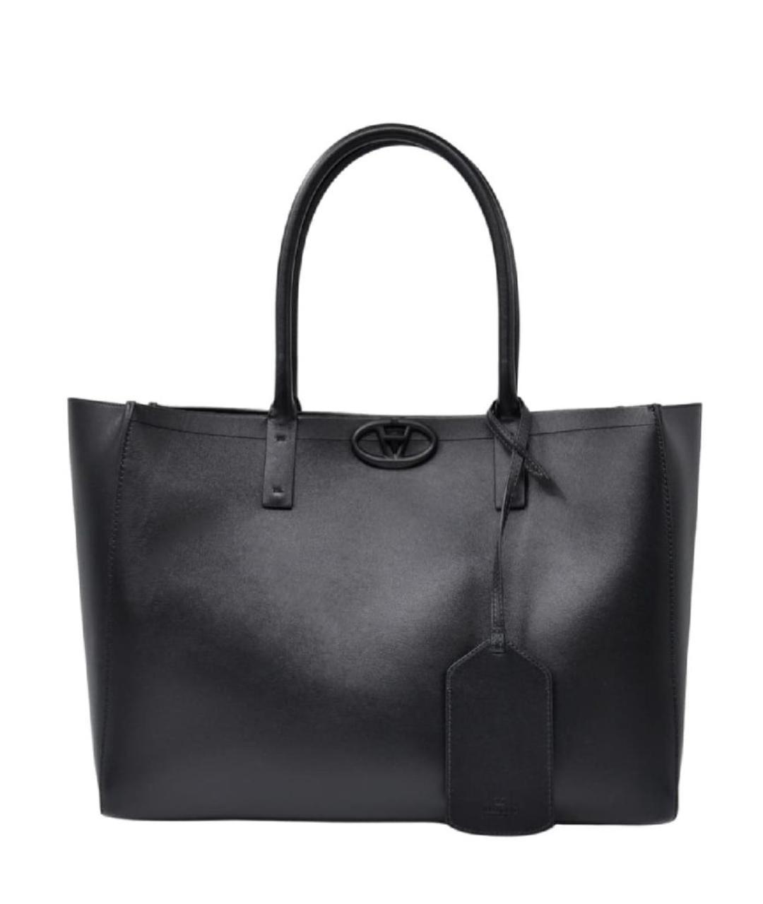 VALENTINO Черная кожаная сумка тоут, фото 7