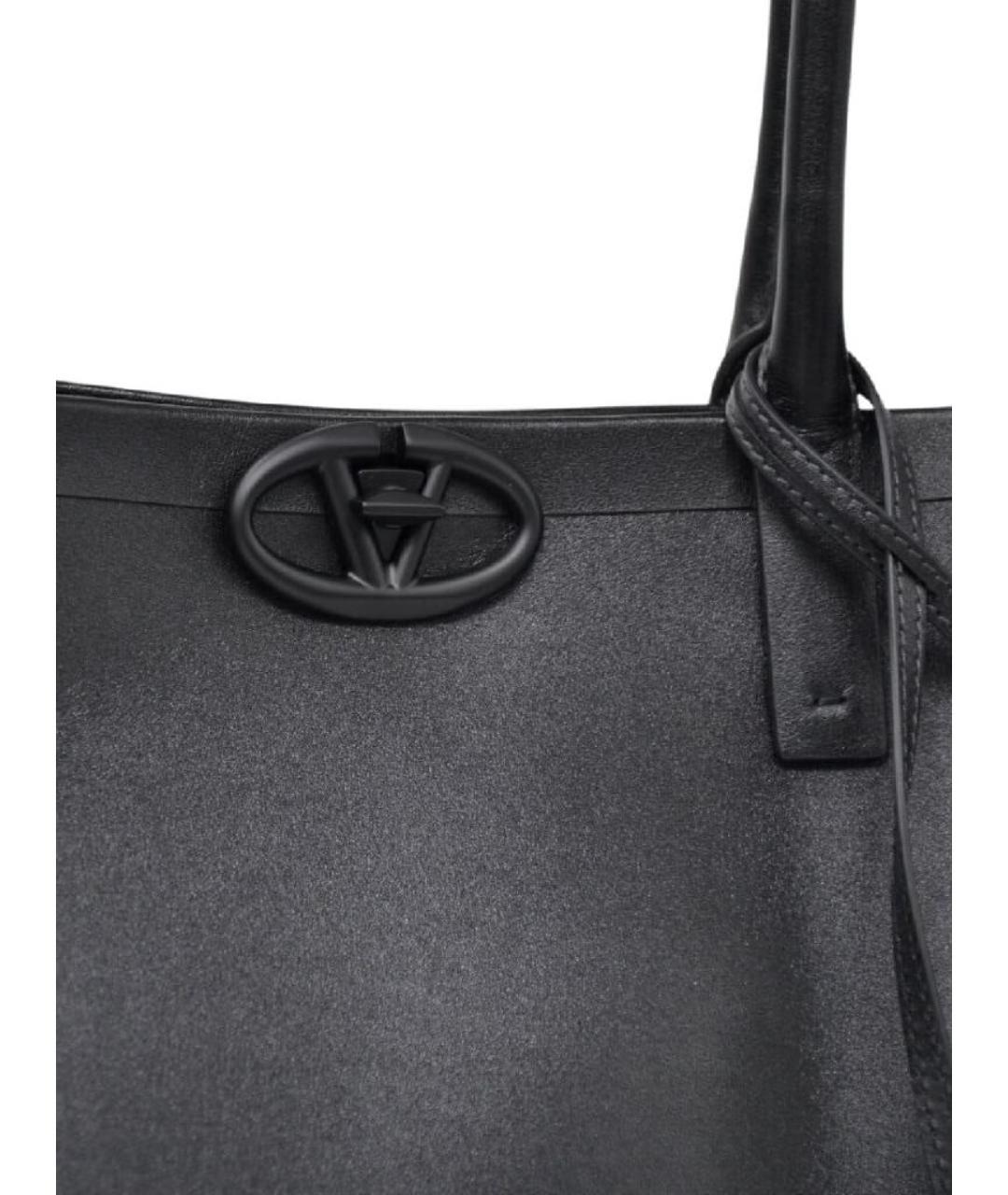 VALENTINO Черная кожаная сумка тоут, фото 6